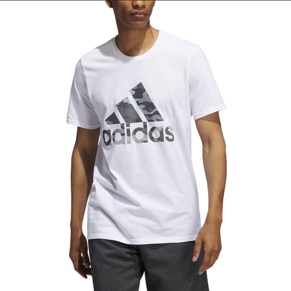 Adidas Badge of Sport Texture Camo TEE Men's White T-Shirt Size Large